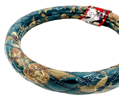 絆オリジナル【ビニール付金華山ダブルステッチハンドルカバー】ゴージャスな仕上がり♪（ネオプリンセスブルー）