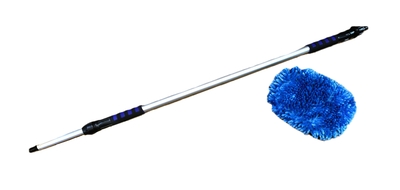 【洗車モップマイクロファイバー＆伸縮ロングポールセット　1200～2000ｍｍ】ON-OFFで通水可能！手の届かないところまで楽に洗える♪