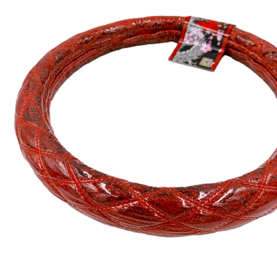 業界初！！【ラメ入りビニール付金華山ダブルステッチハンドルカバー】煌めく輝き♪（ローレルレッド）