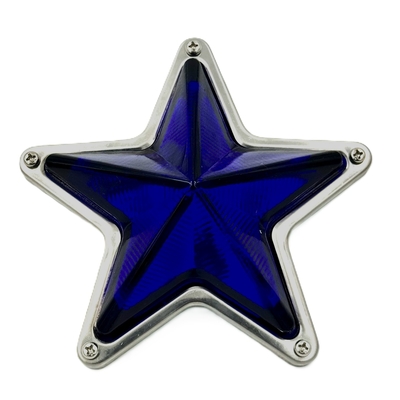 【５点止め星マーカー大　145ｍｍ　24Ｖ】レトロな質感のガラス製！存在感のあるサイズ（瑠璃色）ネイビーブルー