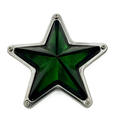 【５点止め星マーカー大　145ｍｍ　24Ｖ】レトロな質感のガラス製！存在感のあるサイズ（グリーン）