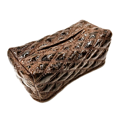 業界初！【ビニール付き金華山ダブルステッチティッシュカバー　鼻セレブ専用】（ローレルブラウン）