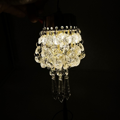 【リンゴ型ミニシャンデリア56&Phi;　クリアビーズ仕様　12/24V共用】ステー付き！ピラーや車内のワンポイントに♪（電球色）