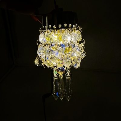 【リンゴ型ミニシャンデリア56&Phi;　レインボービーズ仕様　12/24V共用】ステー付き！ピラーや車内のワンポイントに♪（電球色）