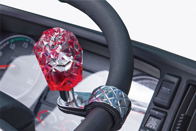 【ダイヤカットキルト柄ハンドルスピンナー】（クリア/レッド）