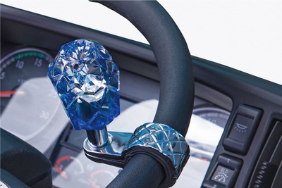 【ダイヤカットキルト柄ハンドルスピンナー】（クリア/ブルー）