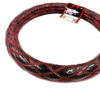 業界初！！【ラメ入りビニール付金華山ダブルステッチハンドルカバー】煌めく輝き♪（無地モケットエンジ）ダークレッド