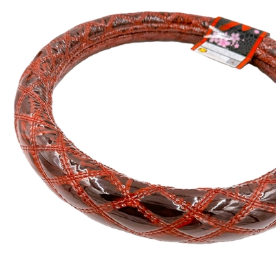 絆オリジナル【ビニール付金華山ダブルステッチハンドルカバー】ゴージャスな仕上がり♪（コスモスエンジ）ダークレッド