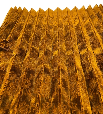 【金華山仮眠カーテン左右セット　240&times;80ｃｍ丈】シックな裏地ブラウン仕様！プリーツ加工有り（ローレルゴールド）