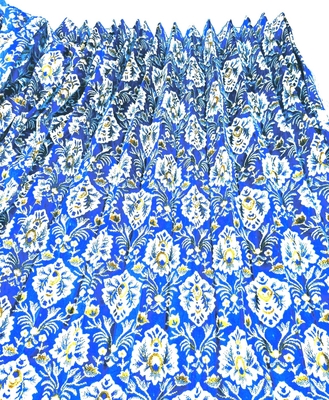 【金華山仮眠カーテン左右セット　240&times;80ｃｍ丈】オシャレな裏地ネイビー仕様！プリーツ加工有り（新格子ブルー）