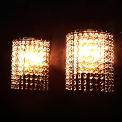 【壁掛けシャンデリア極み　吊り下げタイプ　２個セット】ゴージャスなゴールドメッキ＆ガラスビーズ仕様♪