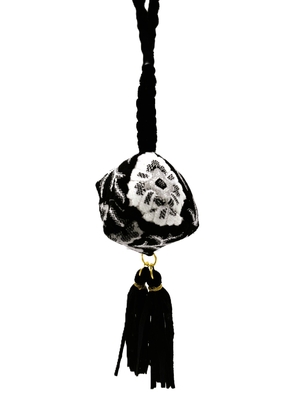 フル金華山仕様！【サイコロタッセル　ツートンカラーver】ルームミラーに最適♪丈夫なので引っ張りスイッチにも（大花束ブラック&times;ローレル黒）