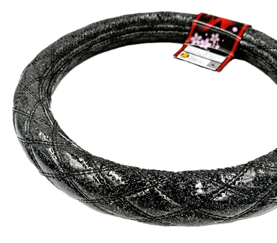 業界初！！【ラメ入りビニール付金華山ダブルステッチハンドルカバー】煌めく輝き♪（ローレルブラック）