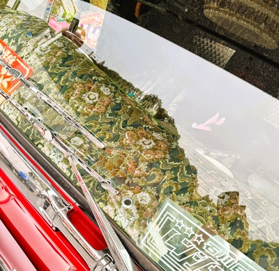 フルオプション！【金華山ダッシュマット】綿入り小キルト加工＆シルバーリング 縦柄 フレンジグリーン仕様（花かごグリーン）