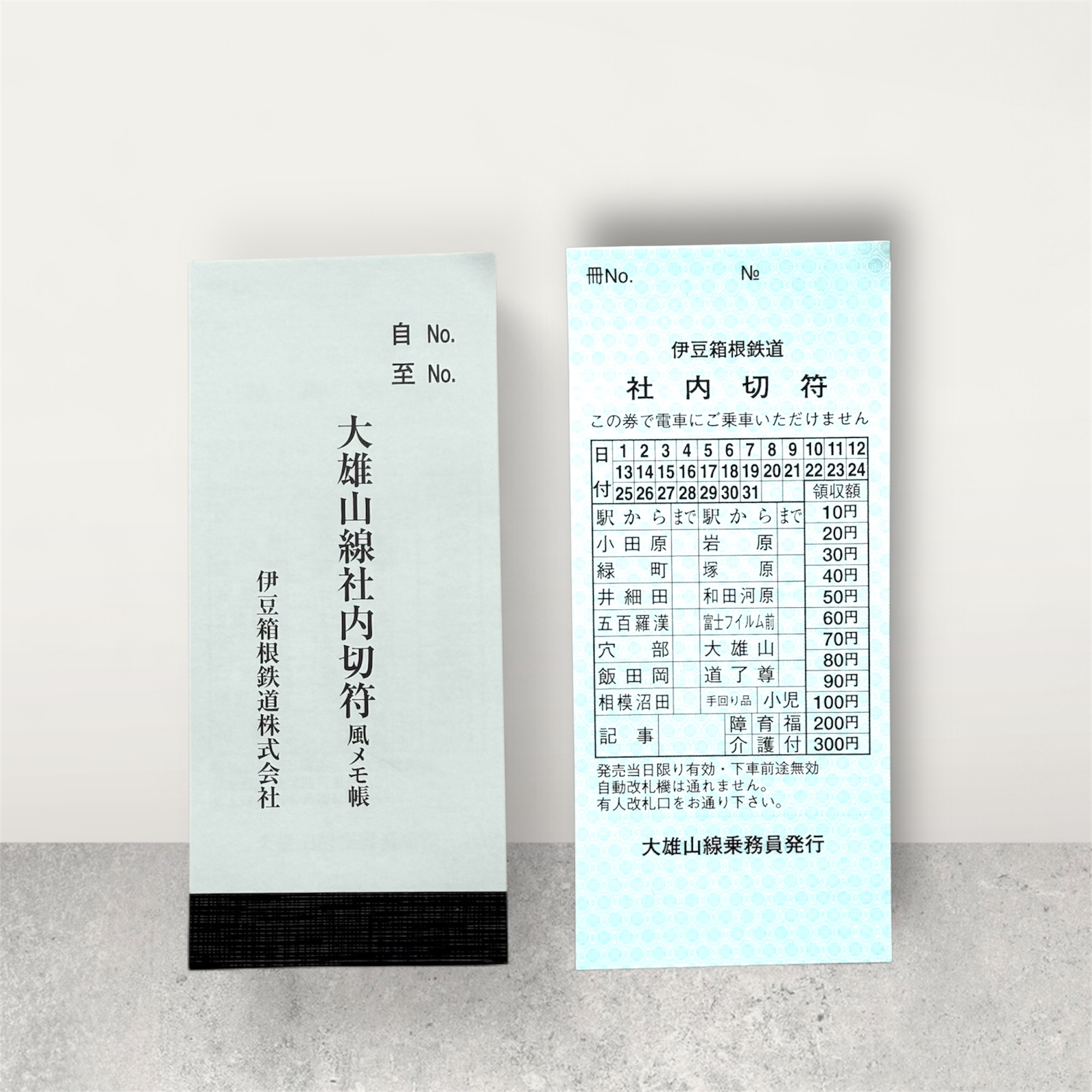 大雄山線社内切符風メモ帳（開業100周年ロゴ缶バッジ付） | いずっぱこ 