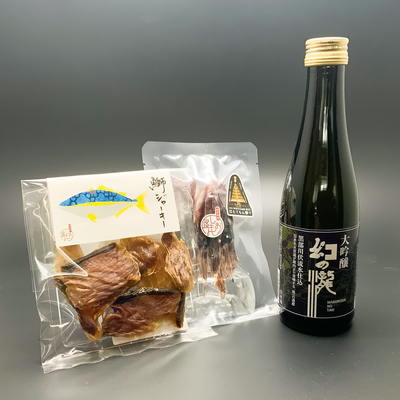 しおもん屋のお手軽おうち呑みセット【送料込】【富山の地酒１本としおもん屋のおつまみ2種】【 ※20歳未満の者の飲酒は法律で禁止されています】