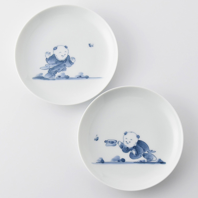 平戸松山　創作唐子　長角皿　長方形　皿　4枚 平戸松山 創作唐子 長角皿 長方形 皿 4枚 唐子 | 三川内焼