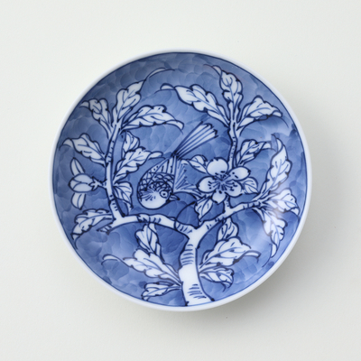 【嘉久正窯】［丸］花鳥豆皿