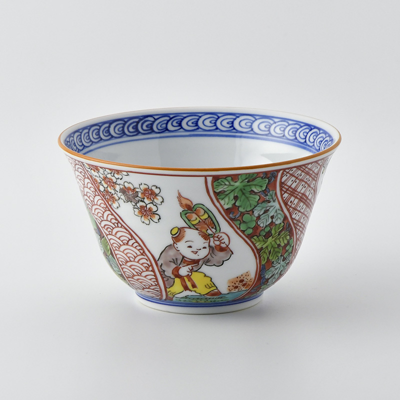 三川内焼 陶房義窯 染綿桜づめ五人唐子手造り小