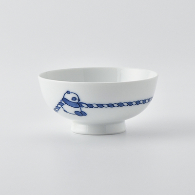 【嘉久正窯】こども飯碗　つなひきパンダ