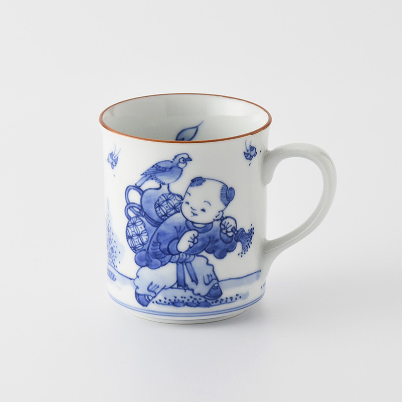 陶房義窯】染付唐子絵切立ちマグカップ | 三川内焼オンライン・ショップ