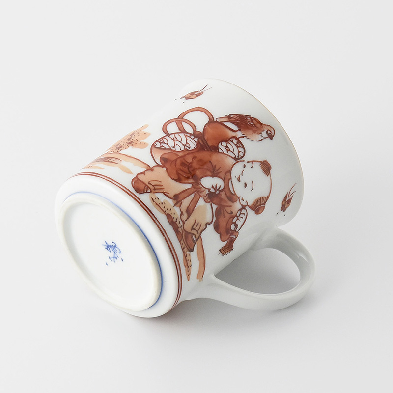 陶房義窯】赤絵唐子絵切立ちマグカップ | 三川内焼オンライン・ショップ