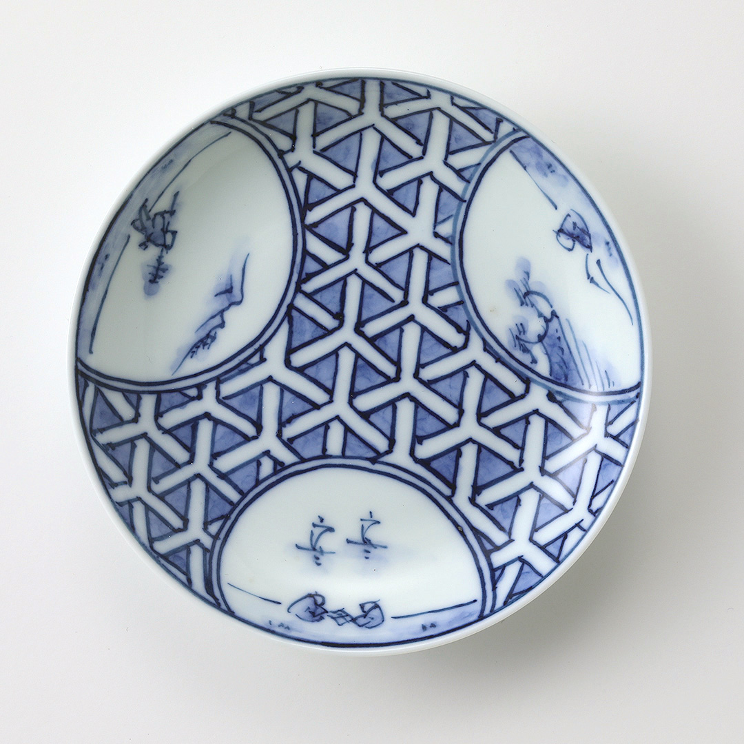 啓祥窯】［丸］ 山水割祥瑞柄 豆皿 | 三川内焼オンライン・ショップ