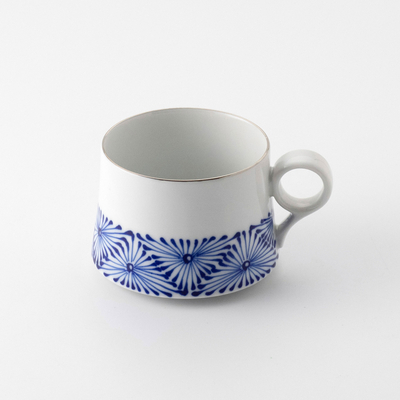 【嘉祥窯】ルリ一珍格子ブランチコーヒーカップ