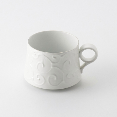 【嘉祥窯】銀彩唐草ブランチコーヒーカップ