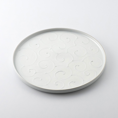 【嘉祥窯】［悠シリーズ］銀彩唐草 24cmプレート