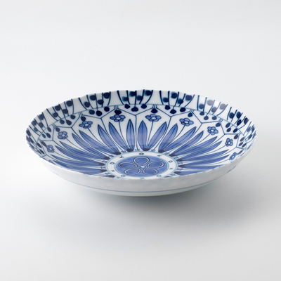 【啓祥窯】花柄絵七寸深皿