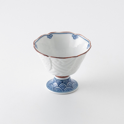 【啓祥窯】青海波彫入高台小付