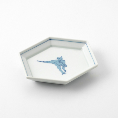 【光雲窯】［六角］恐竜（スティギモロク）豆皿