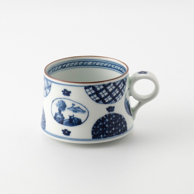 【平戸洸祥団右ヱ門窯】［悠シリーズ］丸紋山水絵マグカップ