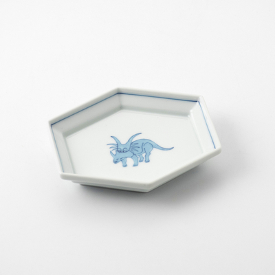 【光雲窯】［六角］恐竜（スティラコザウルス）豆皿