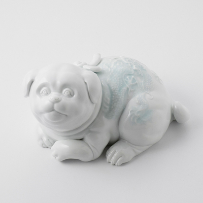 【光雲窯】犬置物 置き上げ龍 ＊受注生産