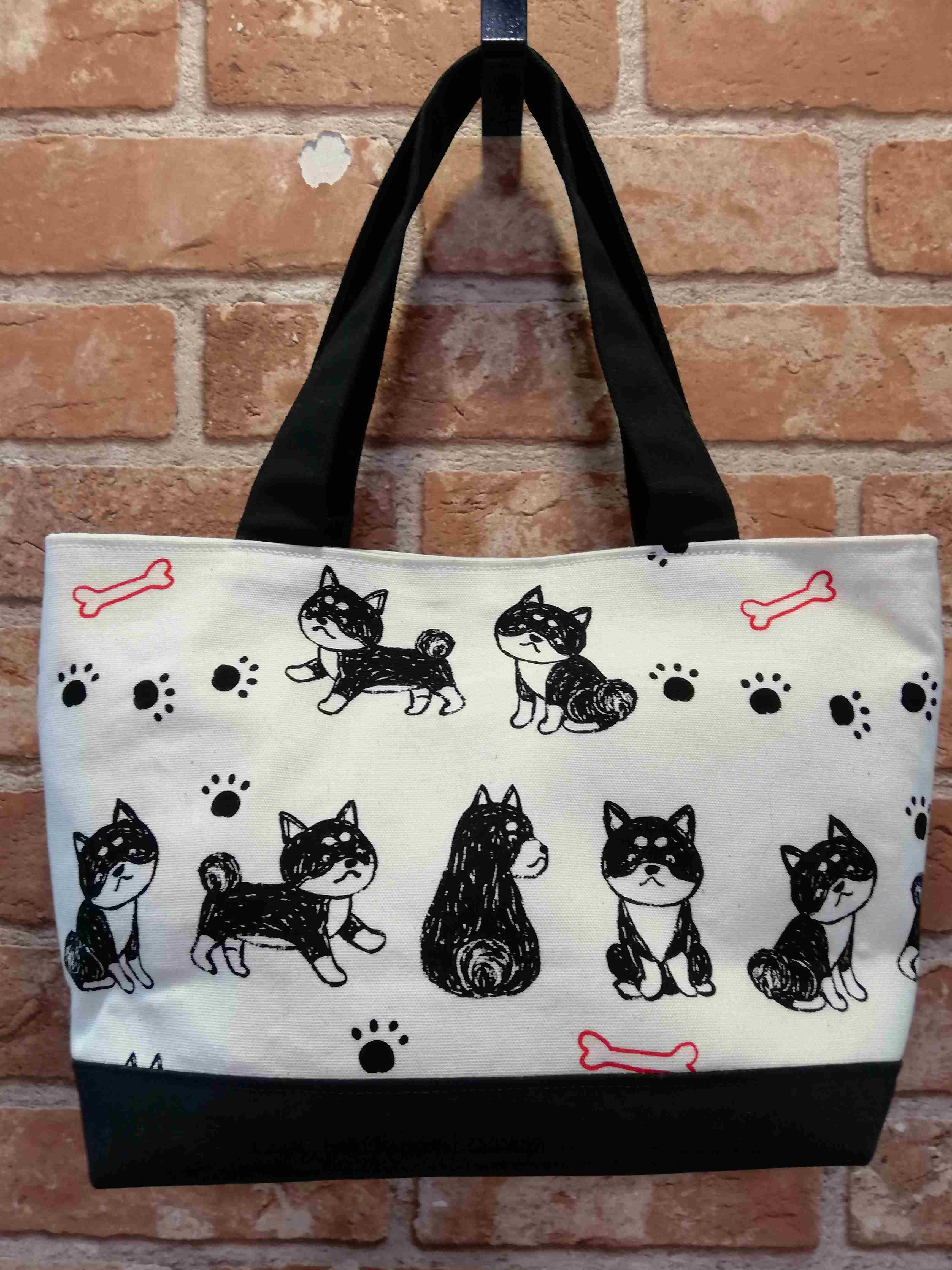 22_トートバッグ 黒柴 イヌ 併 | 動物雑貨オンリーショップ