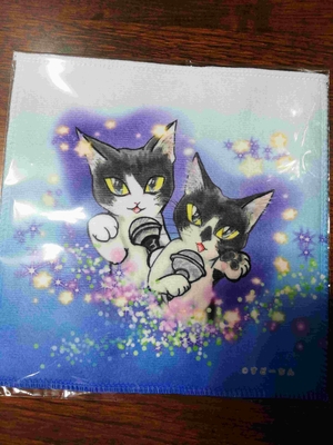 #75-190_ハンカチ(デュエット) 　ネコ　併