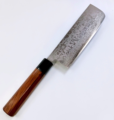 越前丸勝作 ダマスカス 菜切包丁 165mm 八角柄 箱付き 菜切包丁