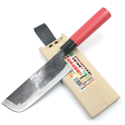 宝馬　収穫包丁　鋼付　150mm　赤小判柄　磁石付木鞘入