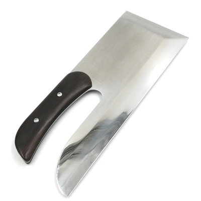 越前数馬　ステン蕎麦包丁　青二鋼　明鏡止水　330mm　黒檀曲柄　木鞘付