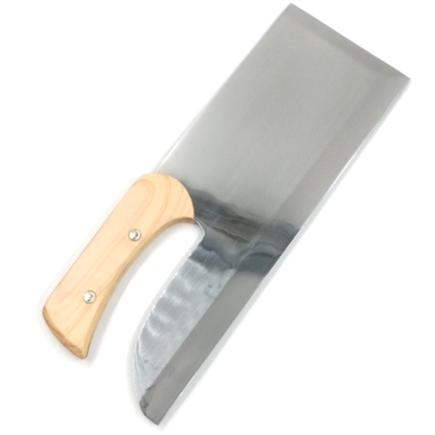 越前数馬　ステン蕎麦包丁　青二鋼　360mm　檜曲柄　木鞘付