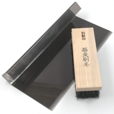 玉日本　蕎麦打ち用粉取り一番弐型（グレー）＆蕎麦打ち用刷毛強力型（小）のセット