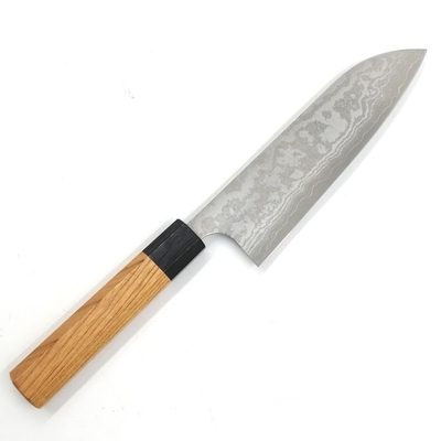 越前数馬　煌龍　銀三鋼ダマスカス鍛造三徳　170mm　欅八角柄