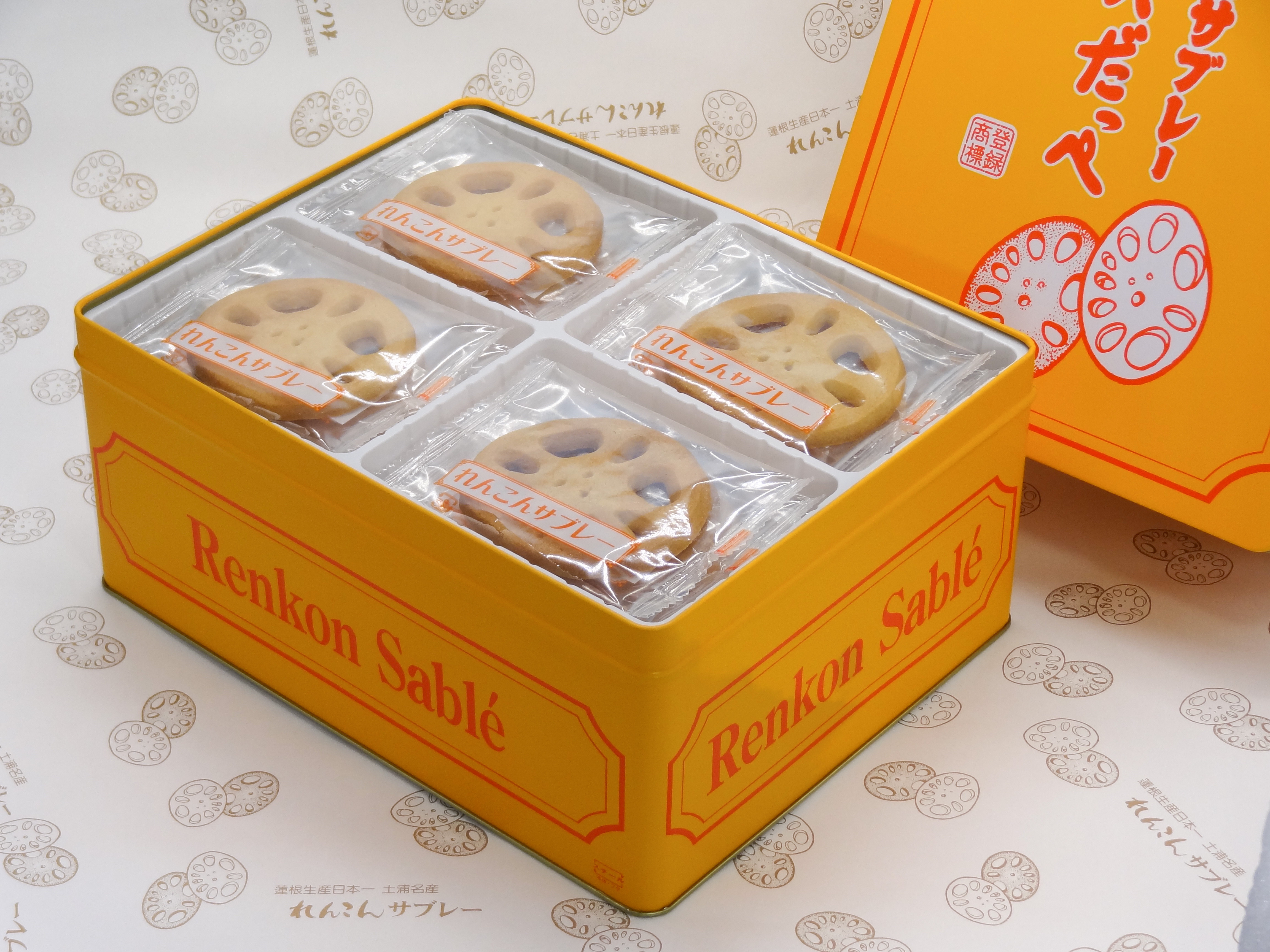 れんこんサブレー「ハスだっぺ」36枚（箱入り）※画像は缶入りです