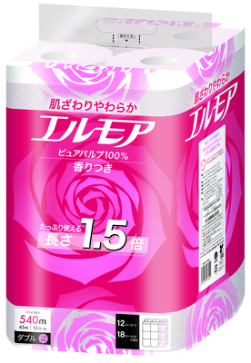 エルモア1.5倍巻12ロールダブル ピンク