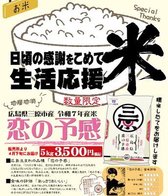 三原市産「恋の予感」５kg　令和７年産米