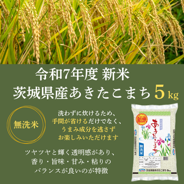 【令和7年度　新米】茨城県産あきたこまち5kg（無洗米）