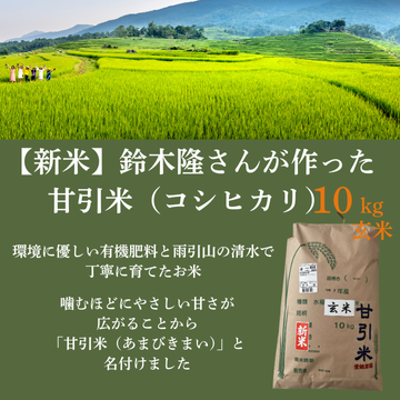 【令和7年度　新米】「甘引米（コシヒカリ）10kg（玄米）」（生産者：桜川市の鈴木隆さん）