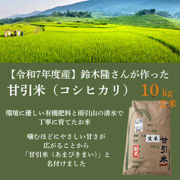 【令和7年度産】「甘引米（コシヒカリ）10kg（玄米）」（生産者：桜川市の鈴木隆さん）